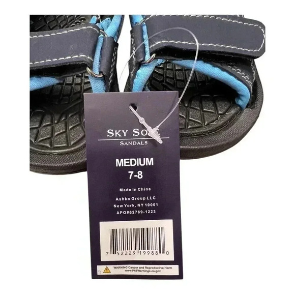 Skysole Boys Double Adjustable Strap Lightweight Sandals Blue Size 7-8 Medium - Picture 5 of 7